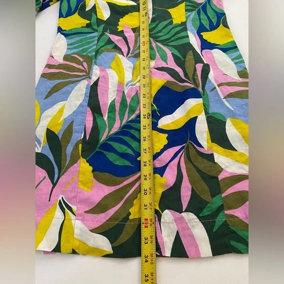 Boden Laurie Linen Mini Dress in Plum Blossom Tropical Flora Sleeves Size 6 - Picture 13 of 15